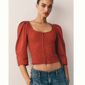 Nwt smocked cardigan Red Button-Up Top
